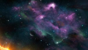 Превью обои космос, планеты, туманность, звезды, галактика