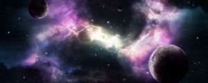 Превью обои космос, планеты, туманность, звезды, вселенная