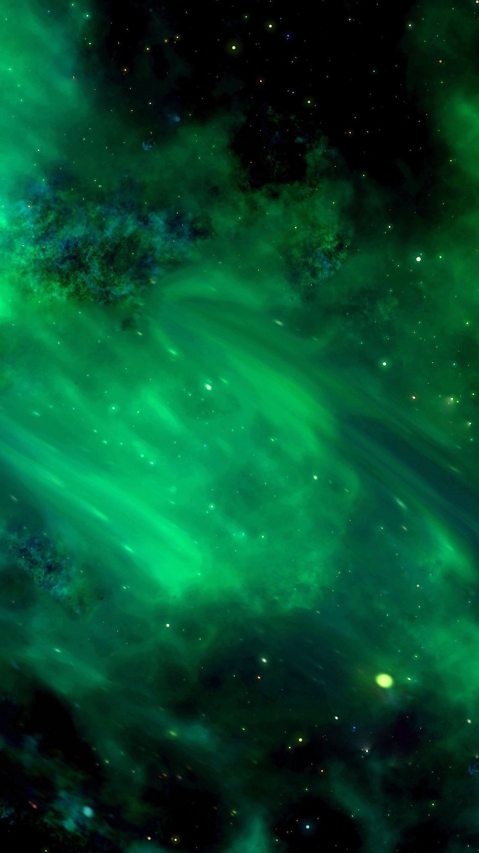 Скачать 938x1668 космос, вселенная, звезды галактика, сияние, зеленый обои,  картинки iphone 8/7/6s/6 for parallax
