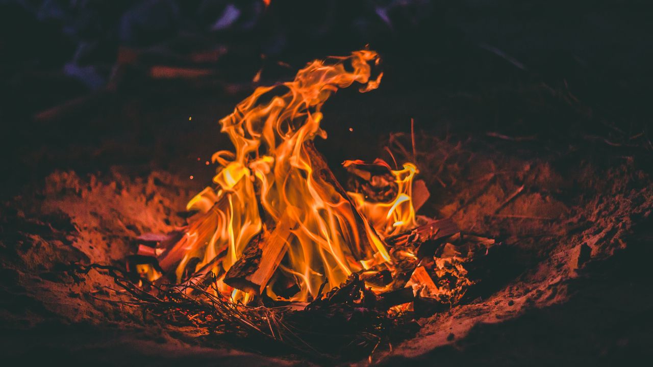 Обои костер, огонь, дрова, пламя