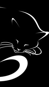 Превью обои кот, черный, вектор, минимализм