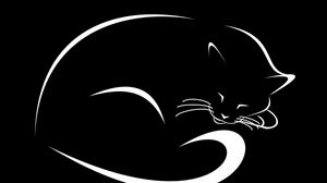 Превью обои кот, черный, вектор, минимализм