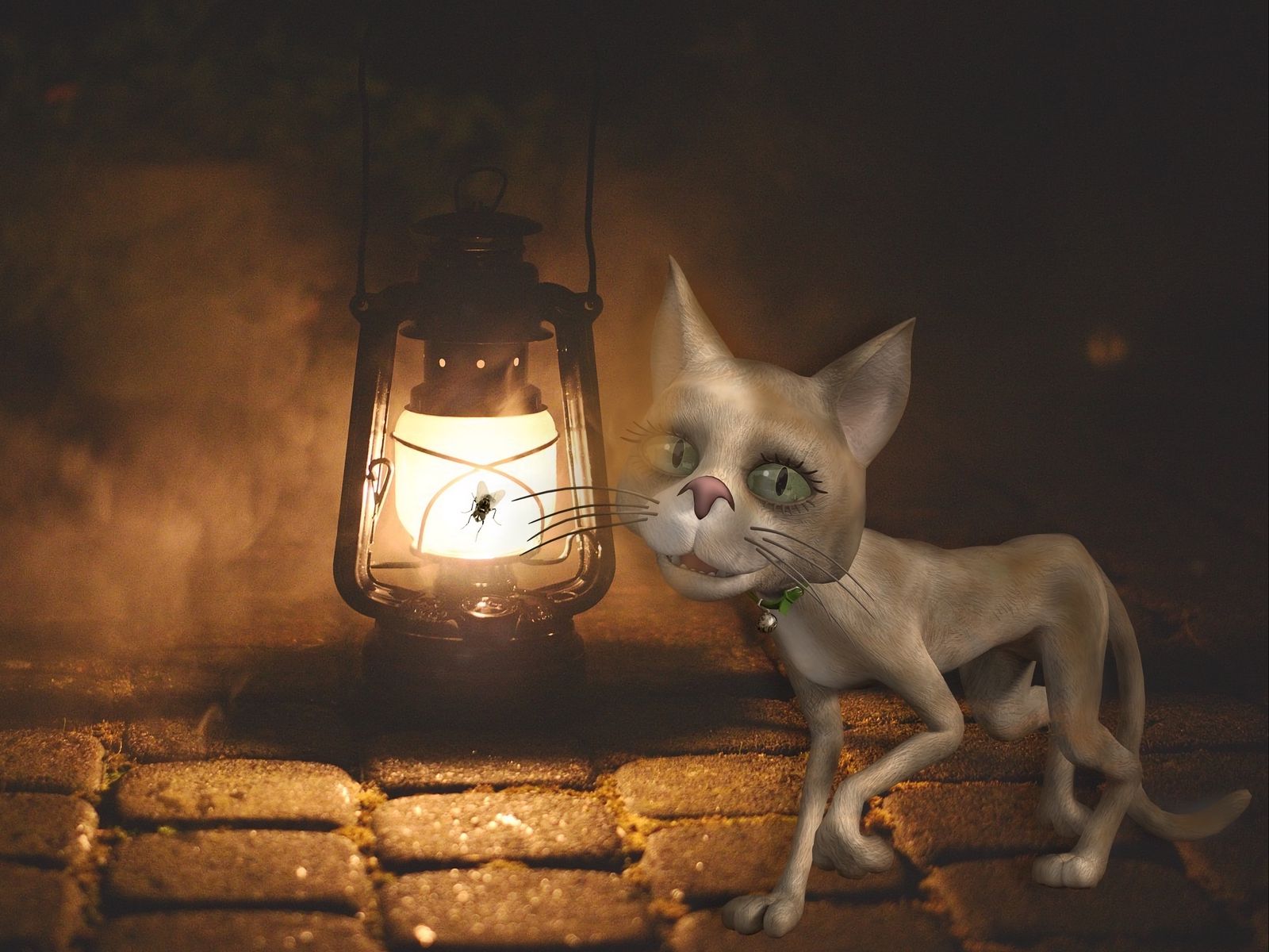 Котенок с лампой