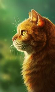 Превью обои кот, морда, пушистый, профиль, арт