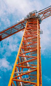 Превью обои кран, строительство, облака, небо, высота