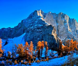 Превью обои kranjska gora, slovenia, горы, небо, горный пейзаж, снег