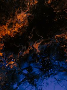 Превью обои краска, fluid art, разводы, жидкость, синий, коричневый