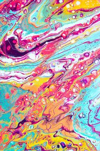 Превью обои краска, fluid art, разводы, жидкость, разноцветный, холст