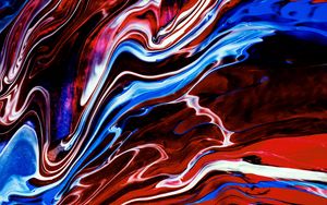 Превью обои краска, fluid art, разводы, жидкость, разноцветный, синий, красный