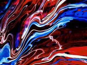 Превью обои краска, fluid art, разводы, жидкость, разноцветный, синий, красный