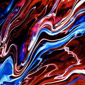 Превью обои краска, fluid art, разводы, жидкость, разноцветный, синий, красный