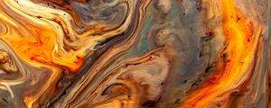 Превью обои краска, fluid art, разводы, жидкость, разноцветный, желтый