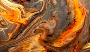 Превью обои краска, fluid art, разводы, жидкость, разноцветный, желтый