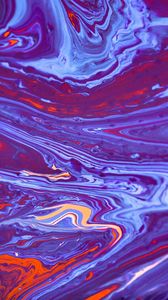 Превью обои краска, fluid art, разводы, жидкость, синий, красный