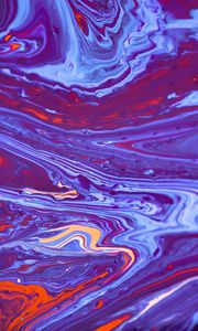 Превью обои краска, fluid art, разводы, жидкость, синий, красный