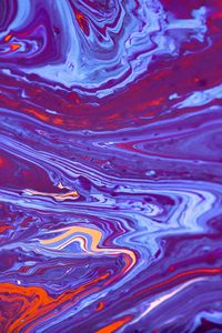 Превью обои краска, fluid art, разводы, жидкость, синий, красный