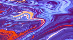 Превью обои краска, fluid art, разводы, жидкость, синий, красный