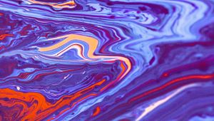 Превью обои краска, fluid art, разводы, жидкость, синий, красный