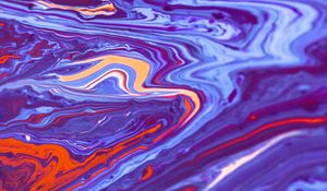 Превью обои краска, fluid art, разводы, жидкость, синий, красный