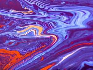 Превью обои краска, fluid art, разводы, жидкость, синий, красный