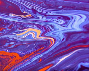 Превью обои краска, fluid art, разводы, жидкость, синий, красный