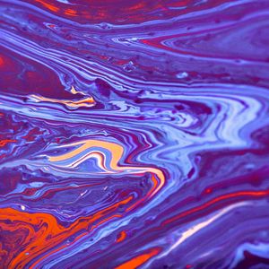 Превью обои краска, fluid art, разводы, жидкость, синий, красный