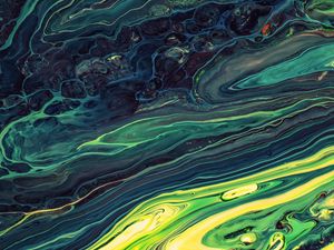 Превью обои краска, fluid art, разводы, жидкость, синий, арт