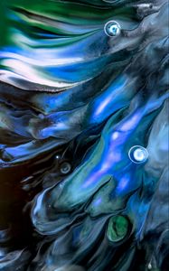 Превью обои краска, fluid art, разводы, жидкость, пятна, синий