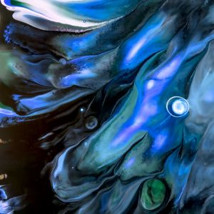 Превью обои краска, fluid art, разводы, жидкость, пятна, синий