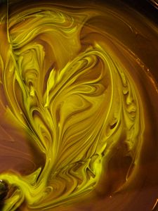 Превью обои краска, fluid art, разводы, жидкость, желтый, искажение