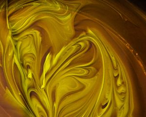 Превью обои краска, fluid art, разводы, жидкость, желтый, искажение