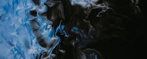 Превью обои краска, fluid art, разводы, жидкость, синий, черный