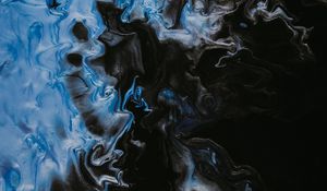 Превью обои краска, fluid art, разводы, жидкость, синий, черный