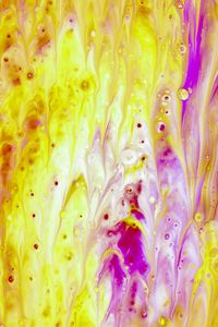 Превью обои краска, fluid art, разводы, жидкость, желтый, фиолетовый