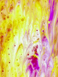 Превью обои краска, fluid art, разводы, жидкость, желтый, фиолетовый