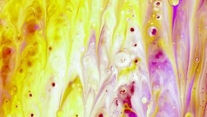 Превью обои краска, fluid art, разводы, жидкость, желтый, фиолетовый