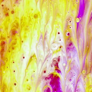 Превью обои краска, fluid art, разводы, жидкость, желтый, фиолетовый