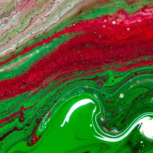 Превью обои краска, fluid art, разводы, жидкость, зеленый, красный