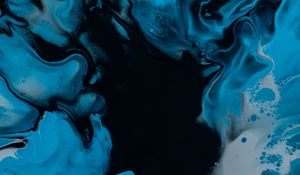 Превью обои краска, fluid art, разводы, жидкость, синий, черный, искажение