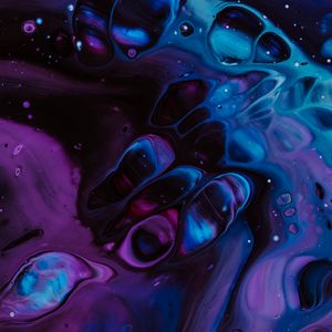 Превью обои краска, пятна, жидкость, fluid art, разводы, голубой, фиолетовый