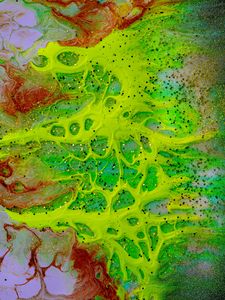 Превью обои краска, пятна, жидкость, fluid art, разводы, разноцветный, блестки