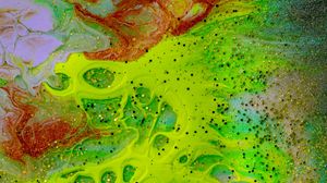 Превью обои краска, пятна, жидкость, fluid art, разводы, разноцветный, блестки