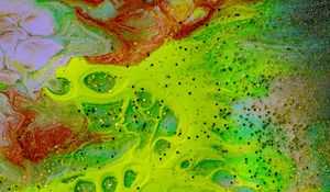 Превью обои краска, пятна, жидкость, fluid art, разводы, разноцветный, блестки