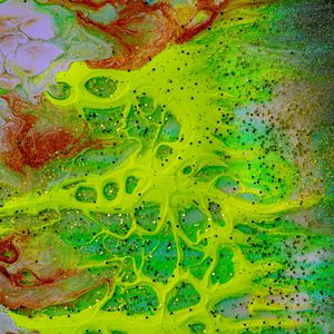 Превью обои краска, пятна, жидкость, fluid art, разводы, разноцветный, блестки