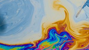 Превью обои краска, разноцветный, разводы, жидкость, fluid art