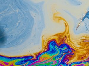 Превью обои краска, разноцветный, разводы, жидкость, fluid art