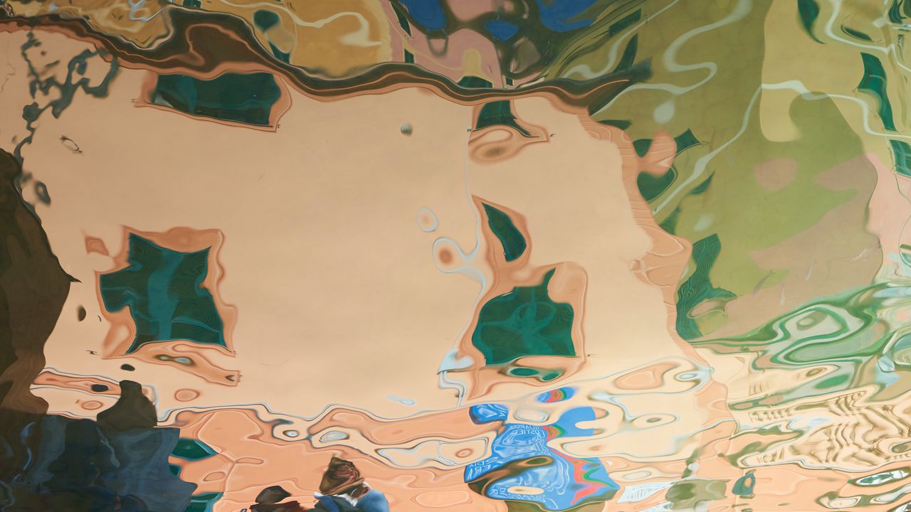 Обои краска, разводы, fluid art, пятна, бежевый