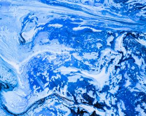 Превью обои краска, разводы, fluid art, абстракция, синий, белый