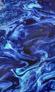 Превью обои краска, разводы, fluid art, абстракция, синий, блестки