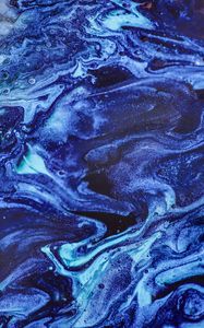 Превью обои краска, разводы, fluid art, абстракция, синий, блестки